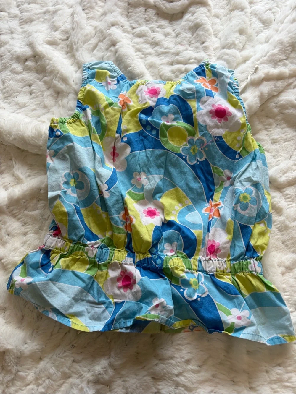 Gymboree Girls Size 5 Floral Peplum Top | Blue Green Pink | Summer